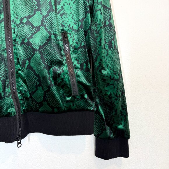 Pam & Gela Track Jacket Green Velour Velvet Snake Print Streetwear Medium - Picture 5 of 9